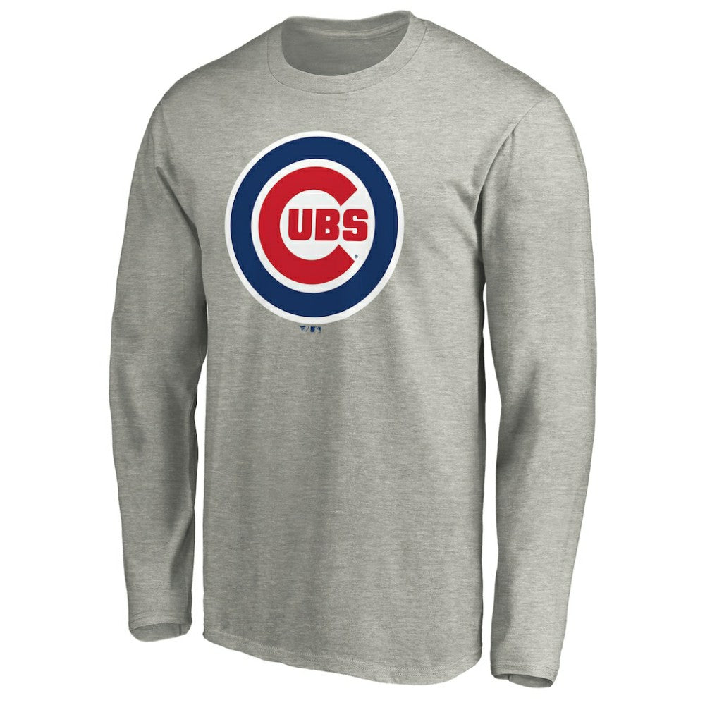 Chicago Cubs Official Team Logo Long Sleeve T-Shirt Heather Gray