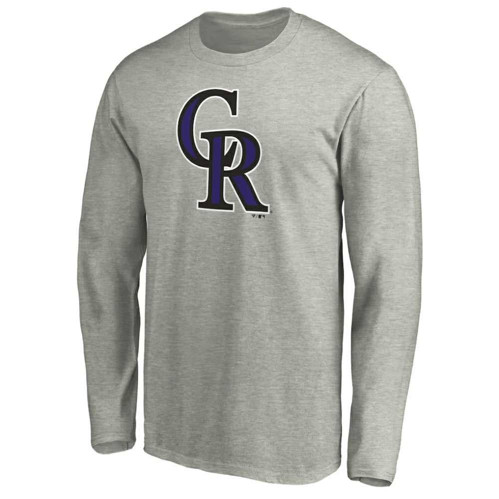 Colorado Rockies Official Team Logo Long Sleeve T-Shirt Heather Gray