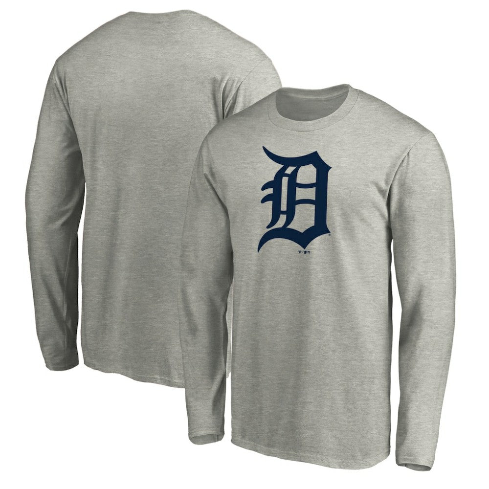 Detroit Tigers Official Team Logo Long Sleeve T-Shirt Heather Gray