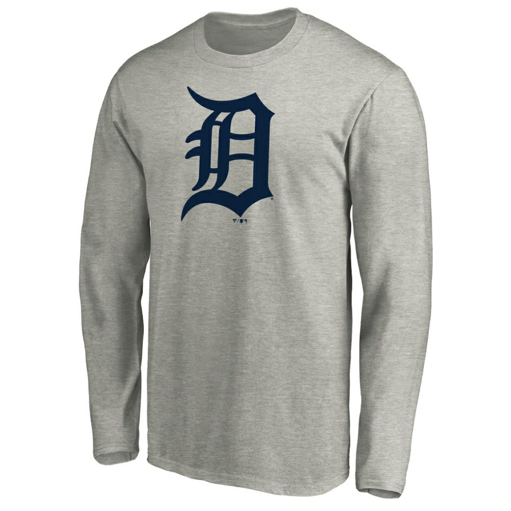 Detroit Tigers Official Team Logo Long Sleeve T-Shirt Heather Gray