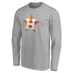 Houston Astros Official Team Logo Long Sleeve T-Shirt Heather Gray