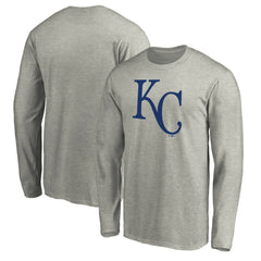 Kansas City Royals Official Team Logo Long Sleeve T-Shirt Heather Gray