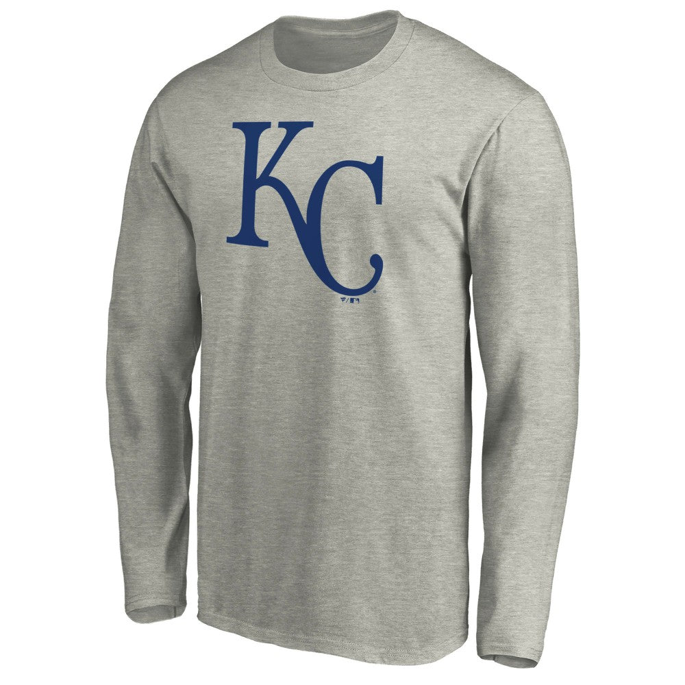 Kansas City Royals Official Team Logo Long Sleeve T-Shirt Heather Gray