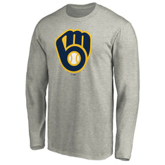 Milwaukee Brewers Official Team Logo Long Sleeve T-Shirt Heather Gray