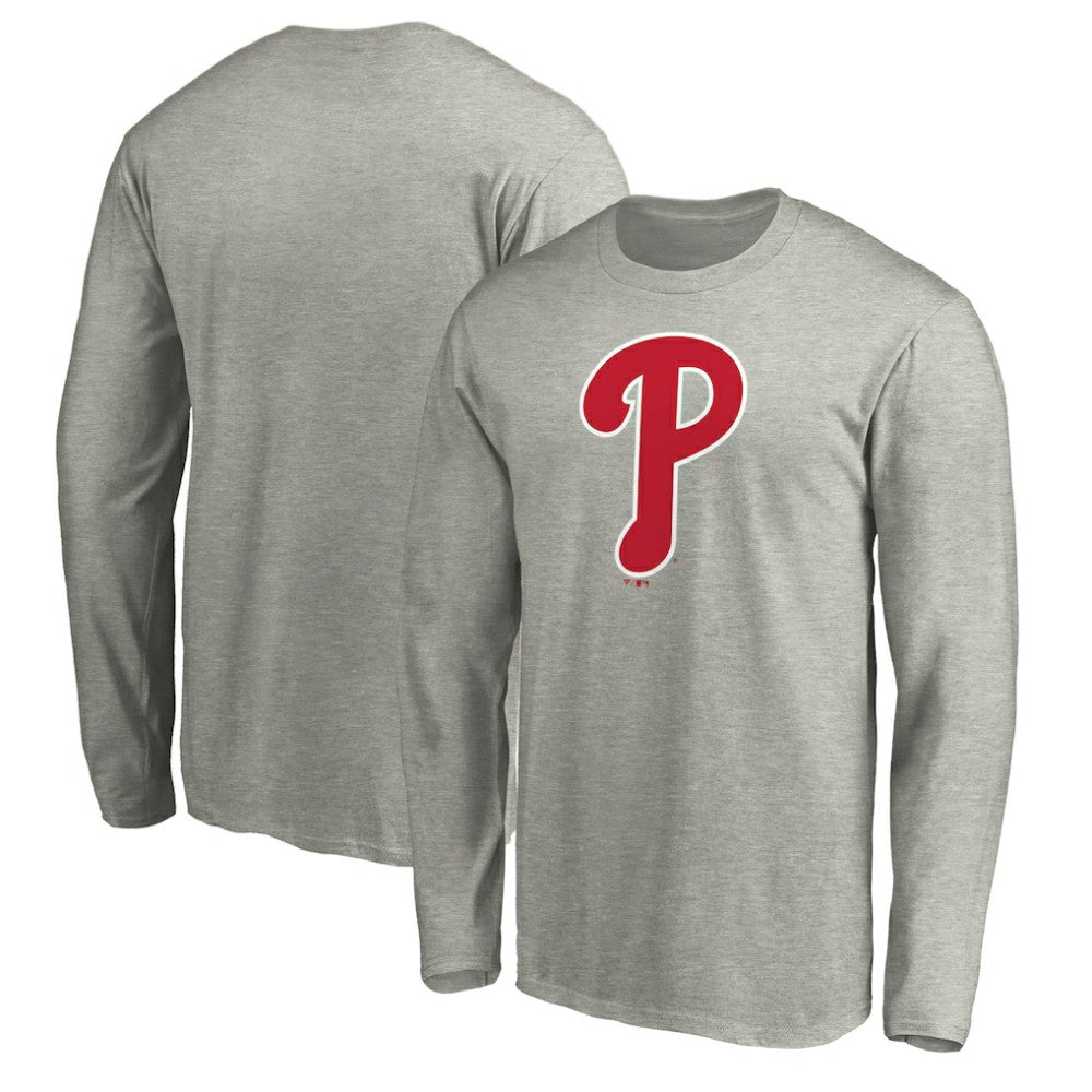 Philadelphia Phillies Official Team Logo Long Sleeve T-Shirt Heather Gray