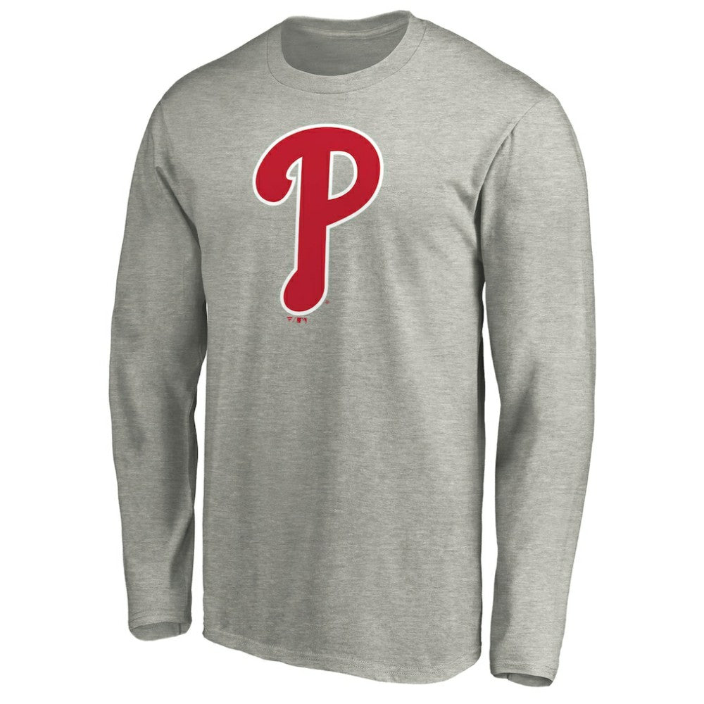 Philadelphia Phillies Official Team Logo Long Sleeve T-Shirt Heather Gray