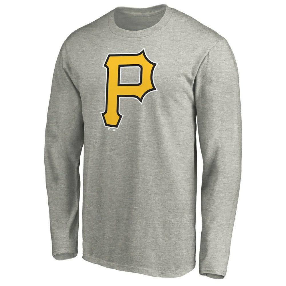 Pittsburgh Pirates Official Team Logo Long Sleeve T-Shirt Heather Gray