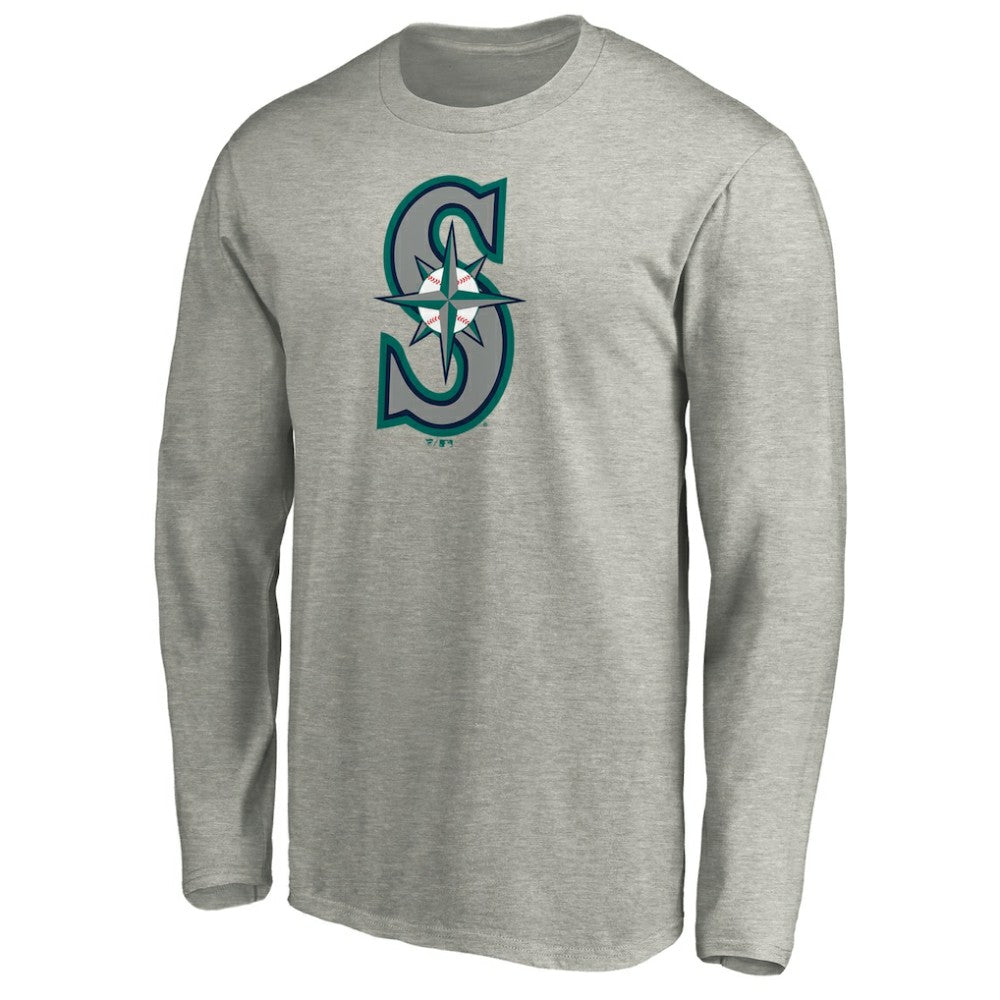 Seattle Mariners Official Team Logo Long Sleeve T-Shirt Heather Gray
