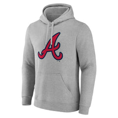 Atlanta Braves Official Logo Fitted Pullover Hoodie Heather Gray