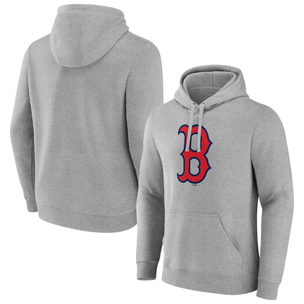 Boston Red Sox Official Logo Fitted Pullover Hoodie Heather Gray