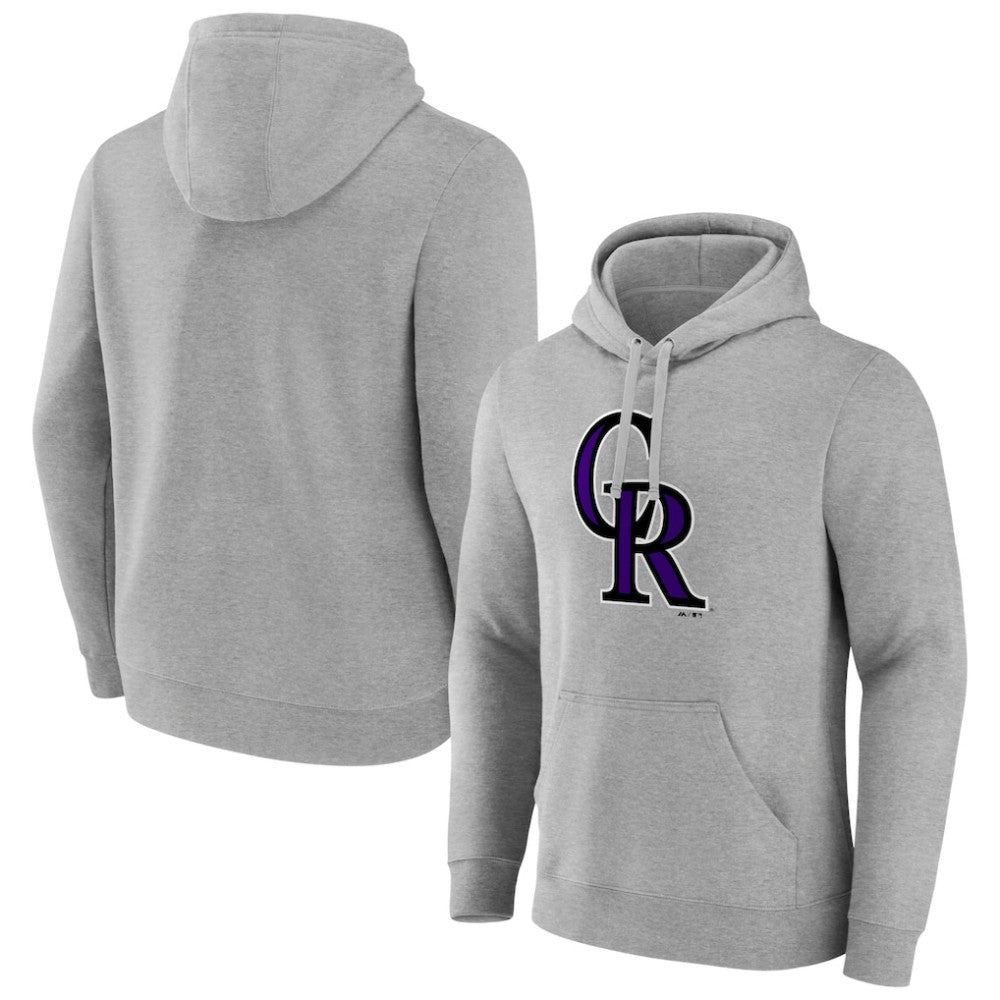 Colorado Rockies Official Logo Fitted Pullover Hoodie Heather Gray