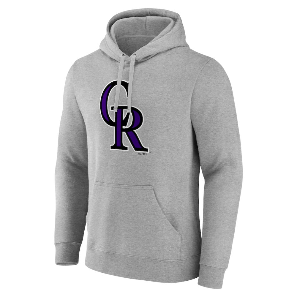Colorado Rockies Official Logo Fitted Pullover Hoodie Heather Gray