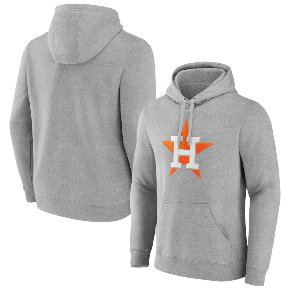 Houston Astros Official Logo Fitted Pullover Hoodie Heather Gray