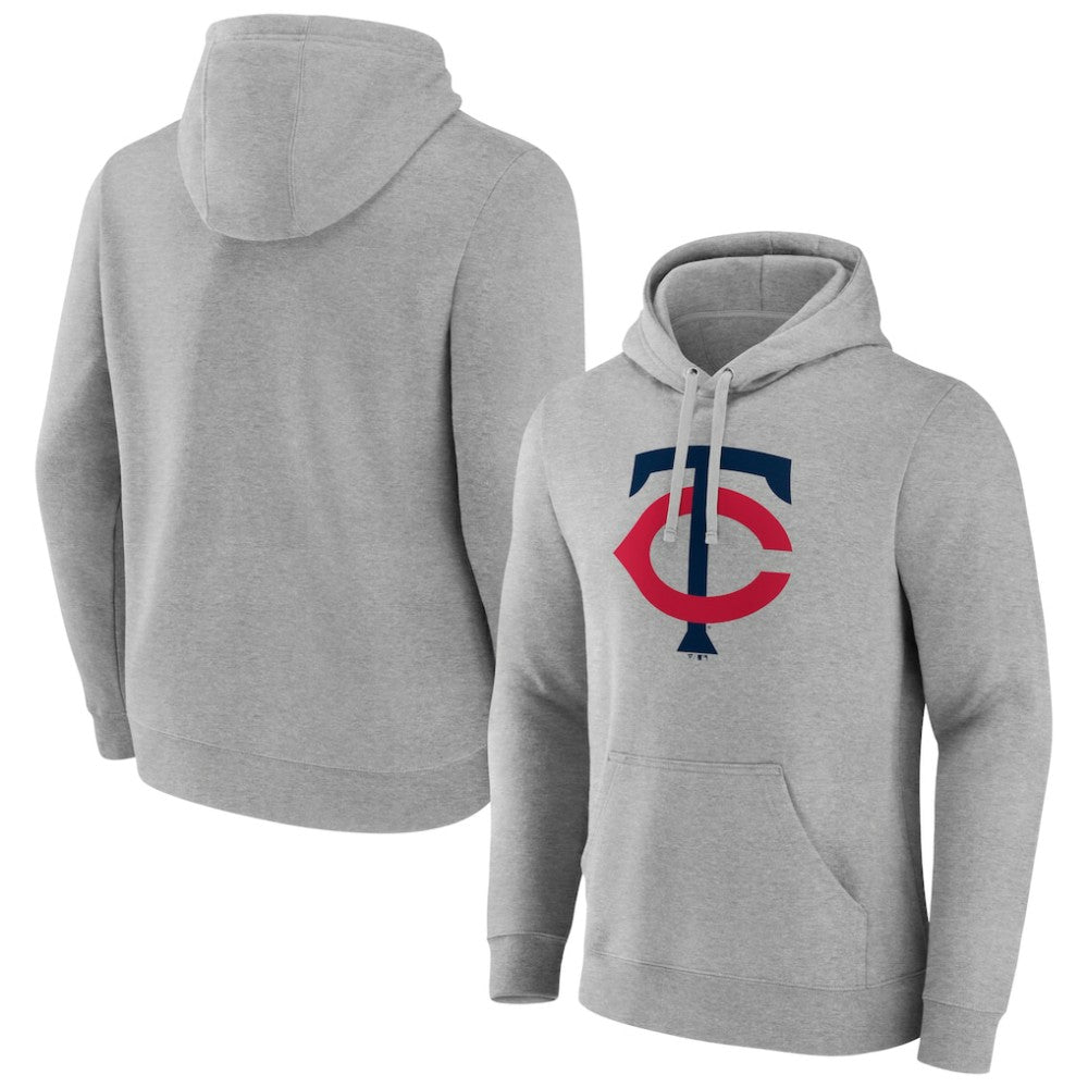 Minnesota Twins Official Logo Fitted Pullover Hoodie Heather Gray