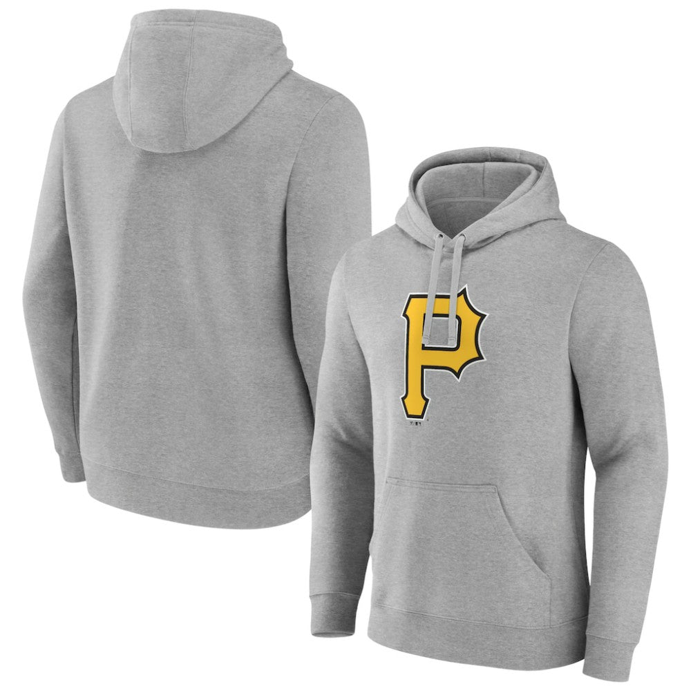 Pittsburgh Pirates Official Logo Fitted Pullover Hoodie Heather Gray