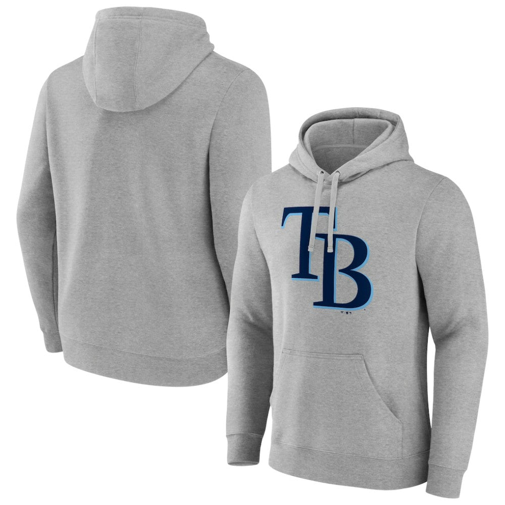 Tampa Bay Rays Official Logo Fitted Pullover Hoodie Heather Gray