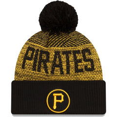 Pittsburgh Pirates Authentic Collection Sport Cuffed Knit Hat with Pom Black | New Era