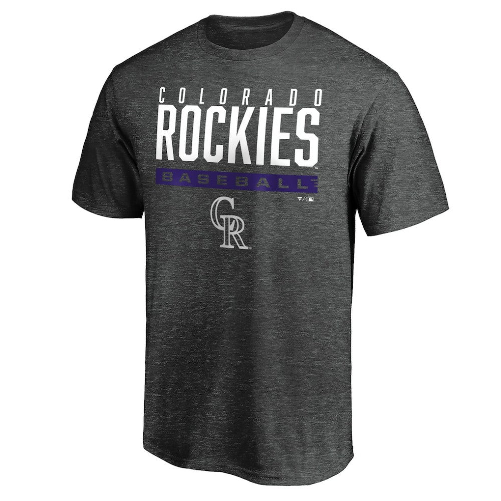 Colorado Rockies Win Stripe Logo T-Shirt Charcoal