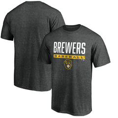 Milwaukee Brewers Win Stripe Logo T-Shirt Charcoal
