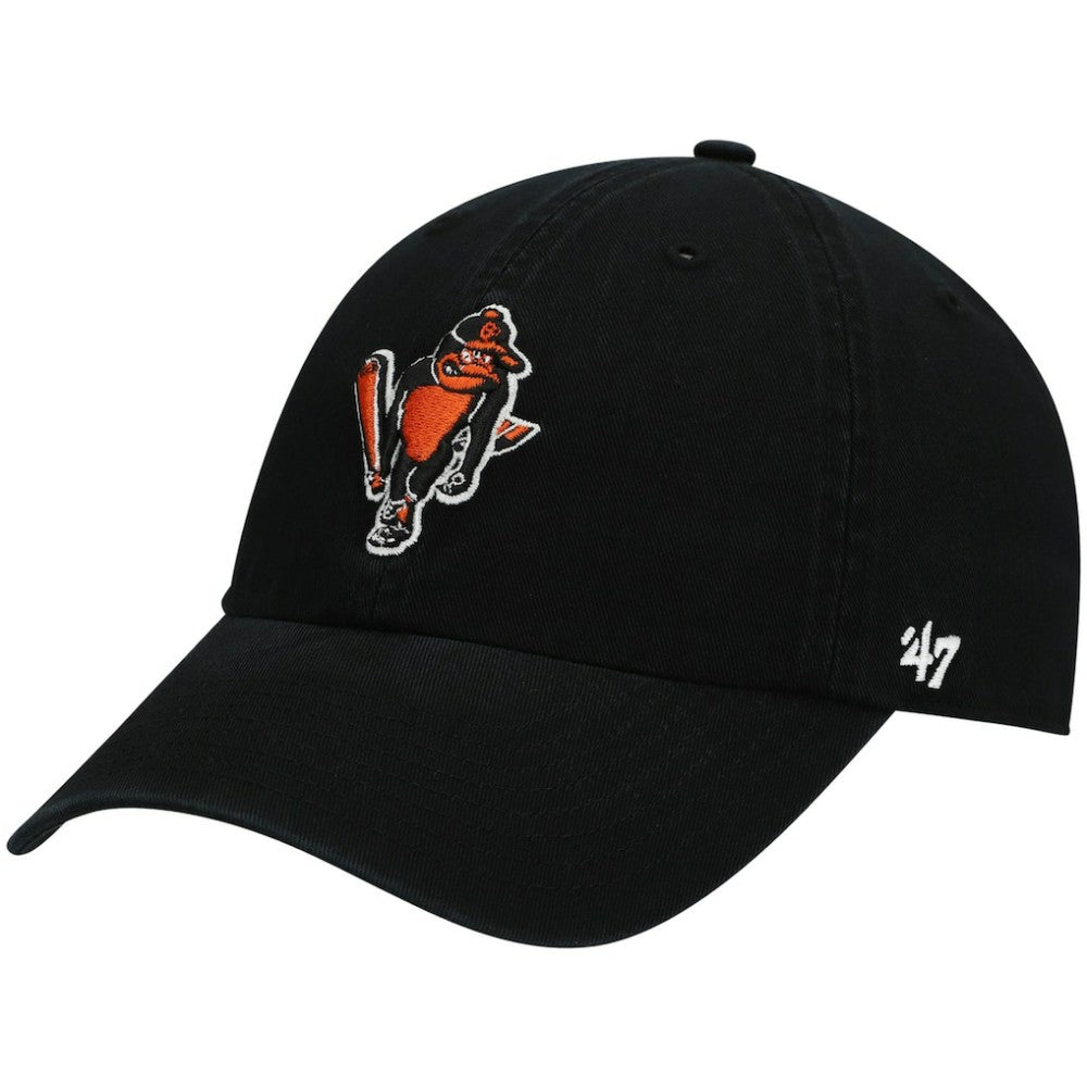 Baltimore Orioles Logo Cooperstown Collection Clean Up Adjustable Hat Black | 47 brand