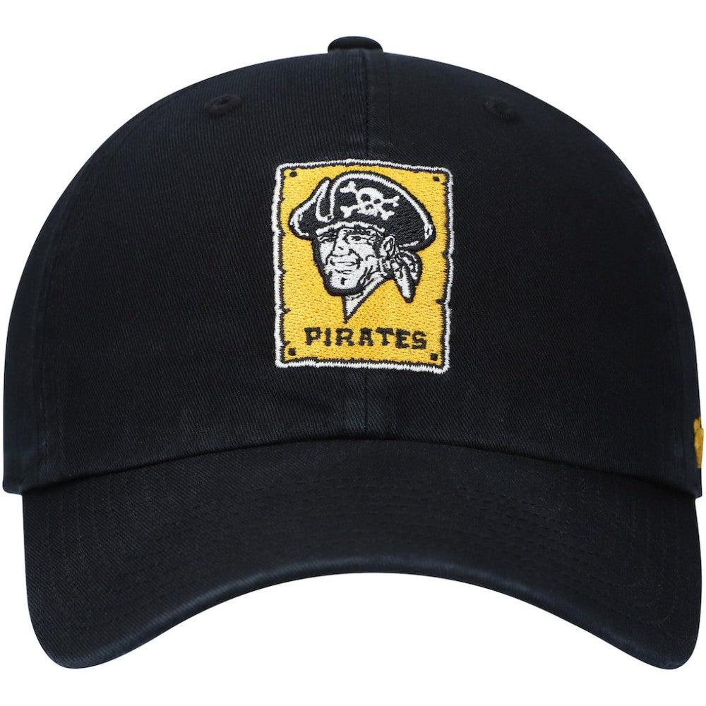 Pittsburgh Pirates Logo Cooperstown Collection Clean Up Adjustable Hat Black | 47 brand
