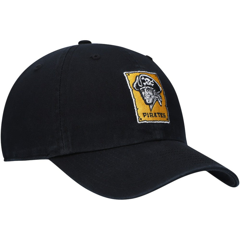Pittsburgh Pirates Logo Cooperstown Collection Clean Up Adjustable Hat Black | 47 brand