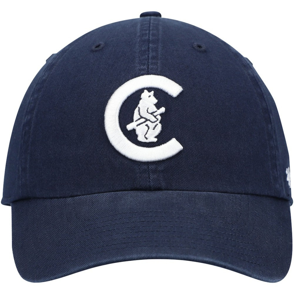 Chicago Cubs C Bear Logo Cooperstown Collection Clean Up Adjustable Hat Navy | 47 brand