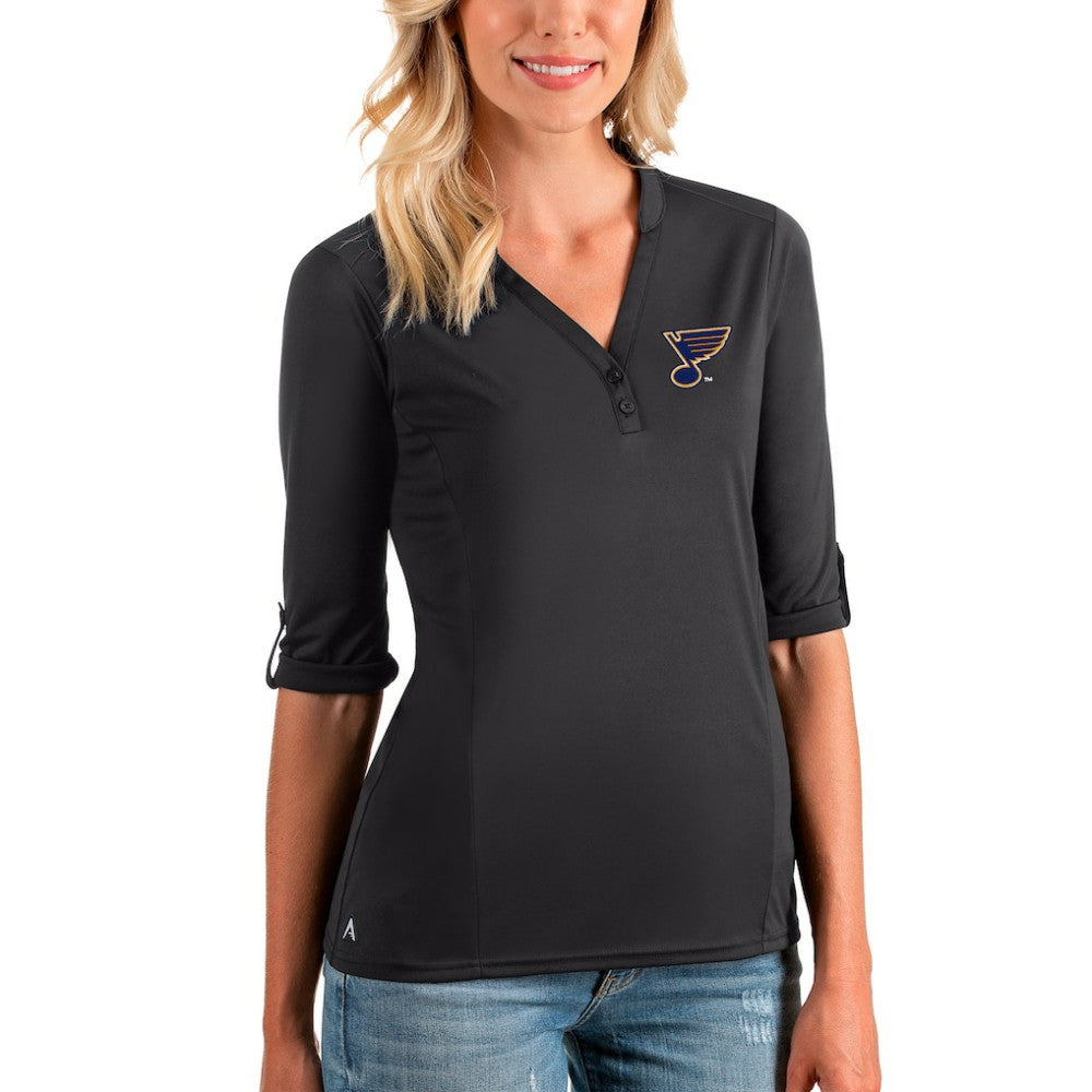St. Louis Blues Antigua Women's Accolade 3/4 Sleeve V-Neck Top Charcoal
