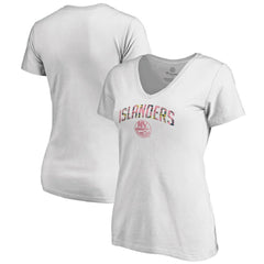 New York Islanders Women's Floral Arched V-Neck T-Shirt White