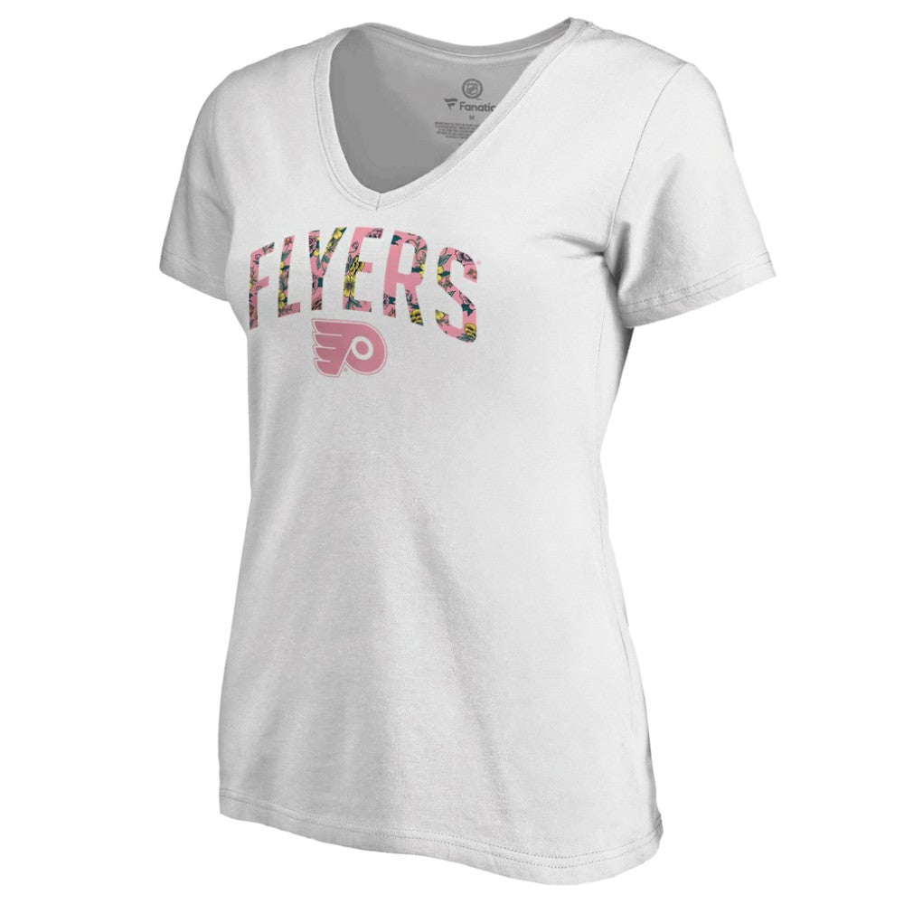 Philadelphia Flyers Women's Floral Arched V-Neck T-Shirt White