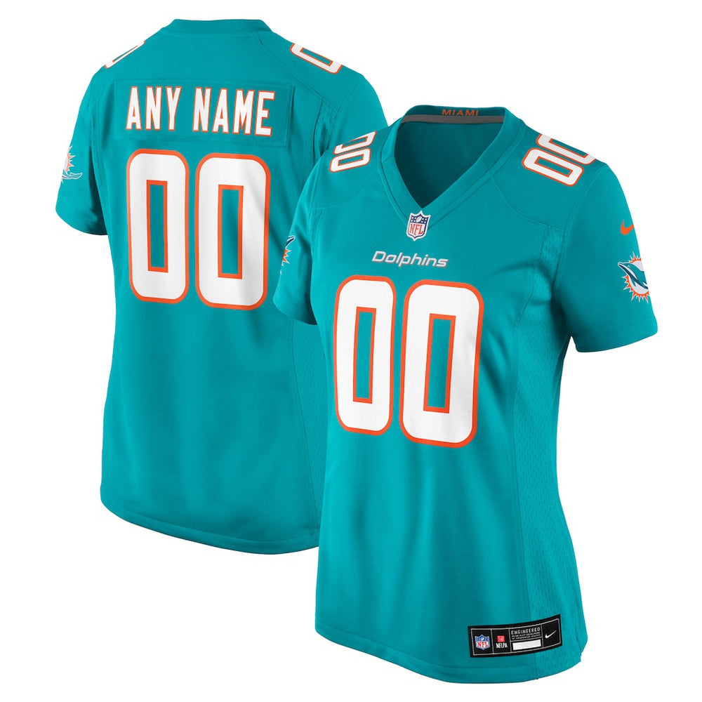 Miami Dolphins Women's Custom Game Jersey - Aqua