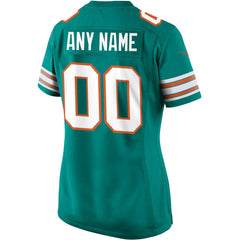 Miami Dolphins Women's Alternate Custom Game Jersey - Aqua