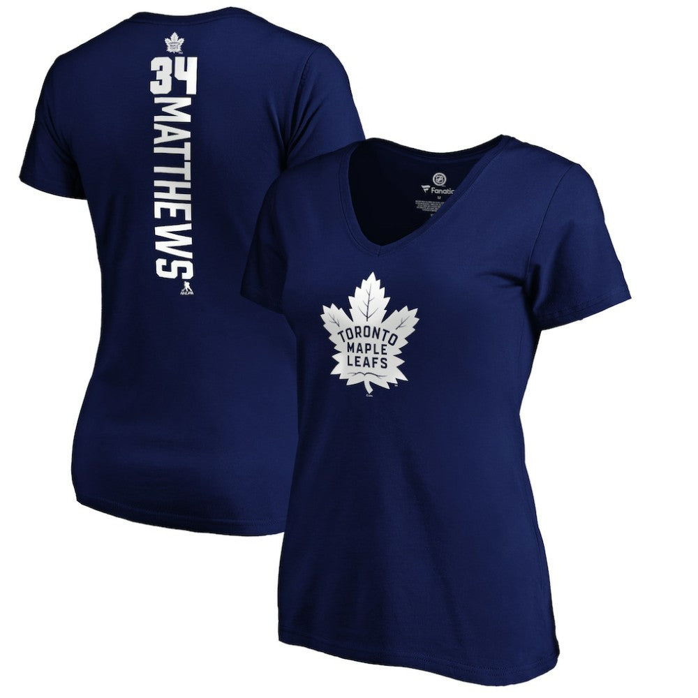 Auston Matthews Toronto Maple Leafs Women's Playmaker V-Neck T-Shirt Royal