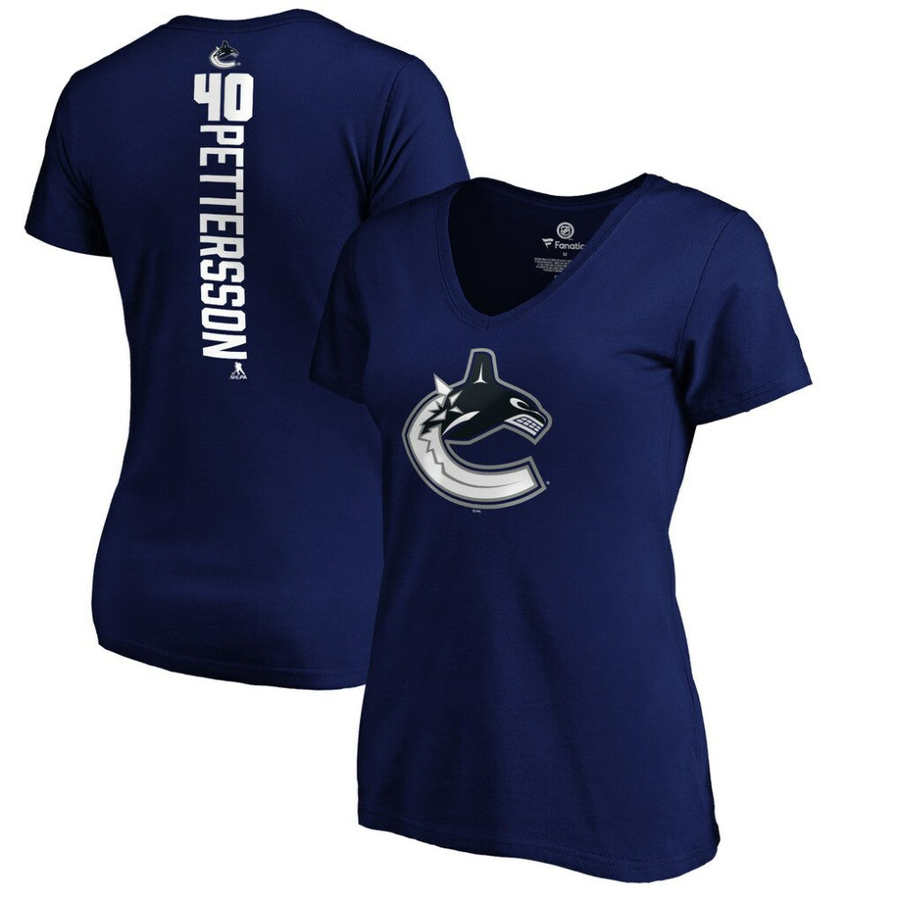 Elias Pettersson Vancouver Canucks Women's Playmaker V-Neck T-Shirt Royal