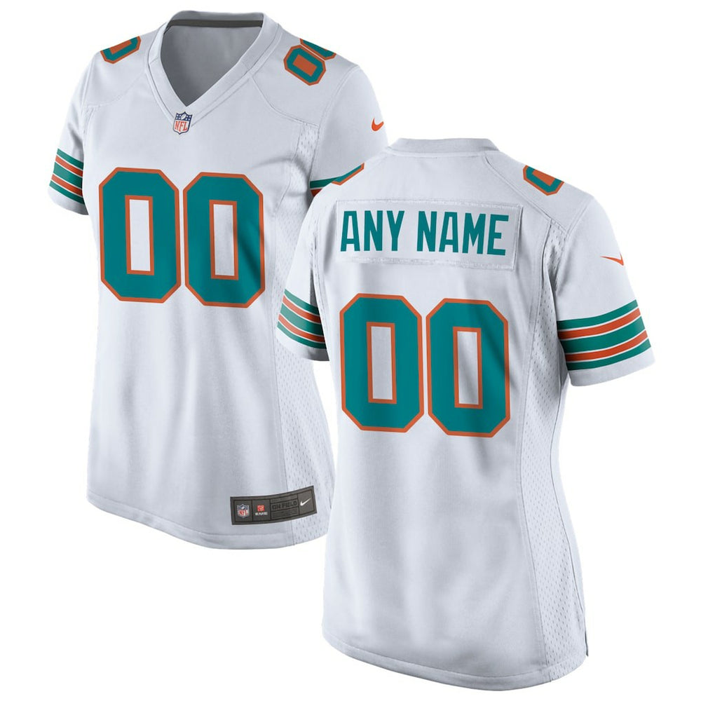 Miami Dolphins Women's Alternate Custom Game Jersey - White
