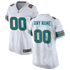 Miami Dolphins Women's Alternate Custom Game Jersey - White
