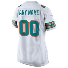 Miami Dolphins Women's Alternate Custom Game Jersey - White