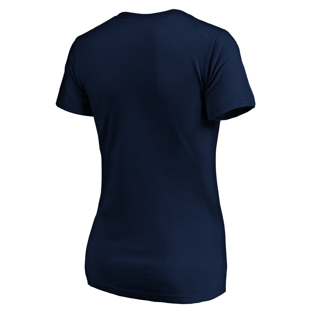 Milwaukee Brewers Logo Women's Banner Wave V-Neck T-Shirt Navy