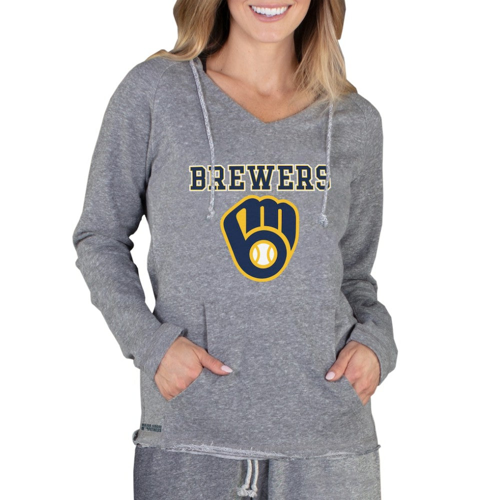 Milwaukee Brewers Concepts Sport Women's Mainstream Terry Long Sleeve Hoodie Top Gray