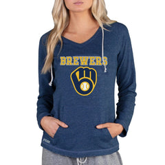 Milwaukee Brewers Concepts Sport Women's Mainstream Terry Long Sleeve Hoodie Top Navy