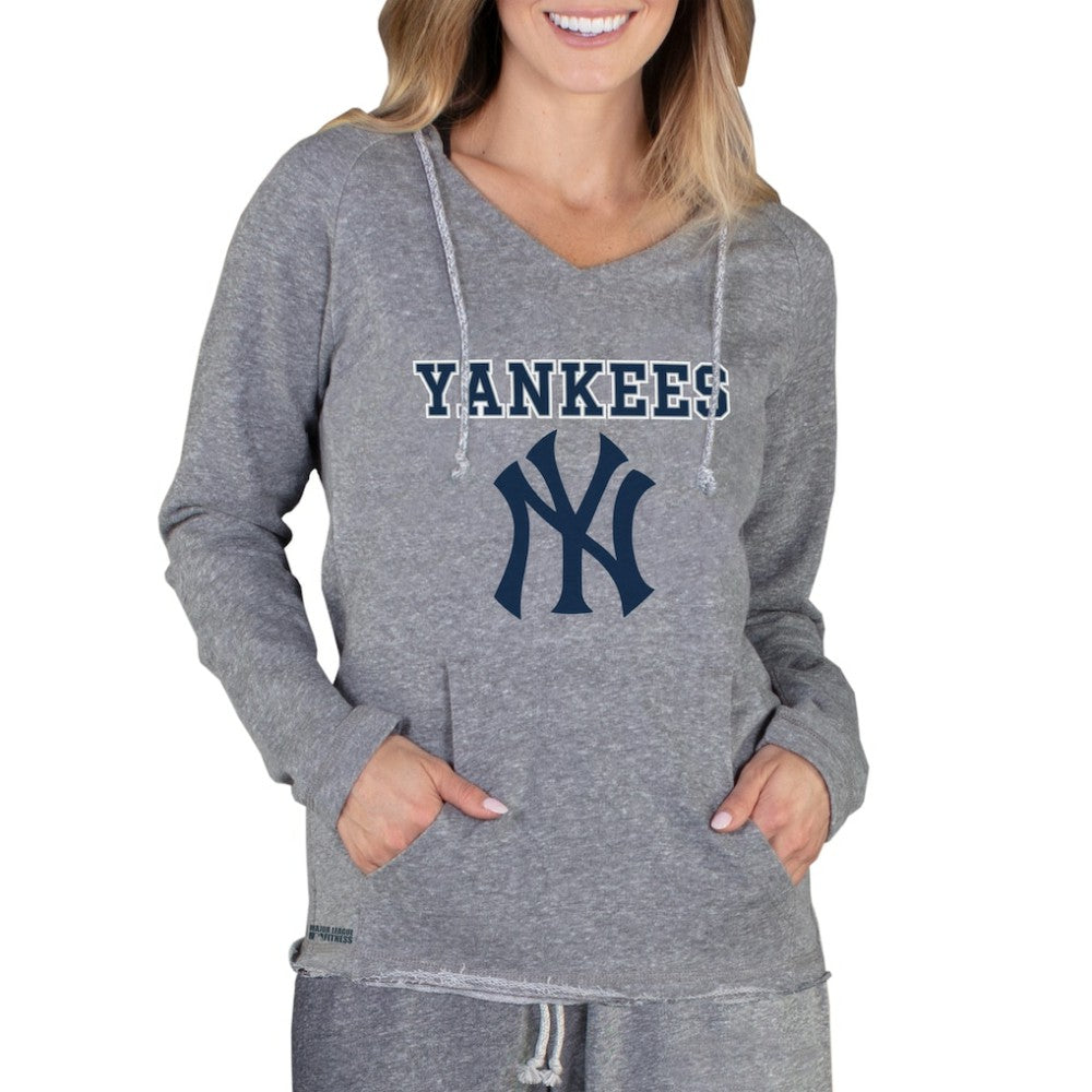 New York Yankees Concepts Sport Women's Mainstream Terry Long Sleeve Hoodie Top Gray
