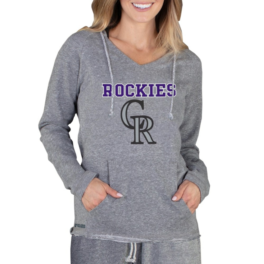 Colorado Rockies Concepts Sport Women's Mainstream Terry Long Sleeve Hoodie Top Gray