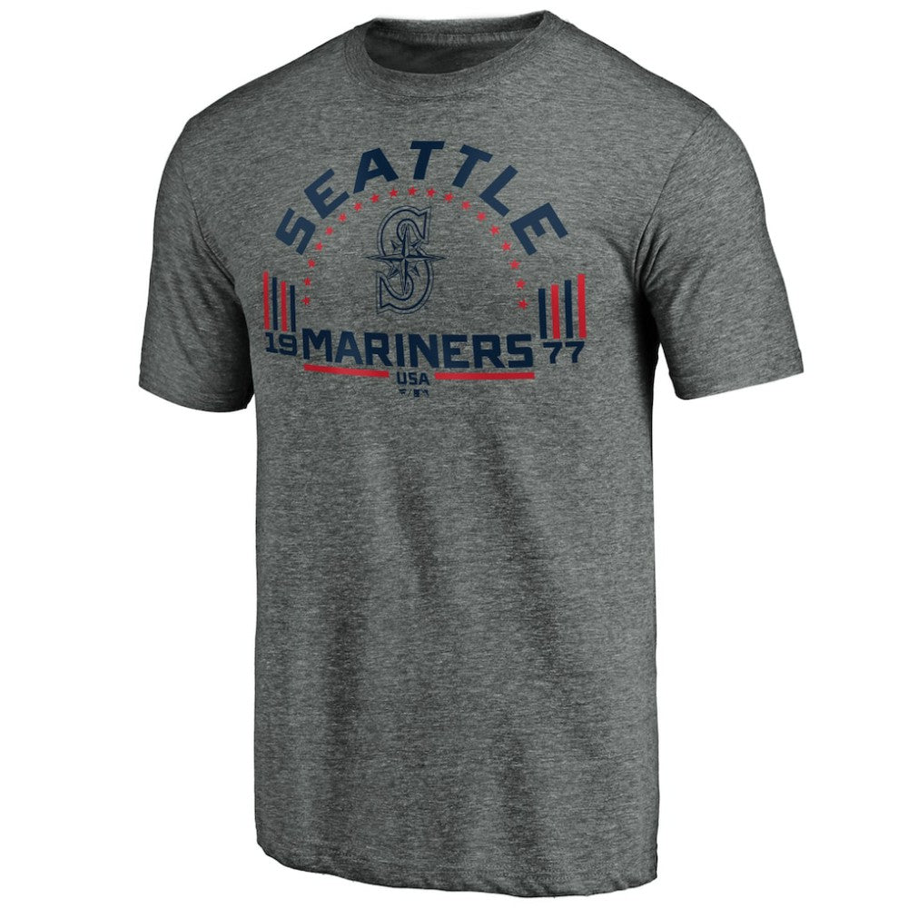 Seattle Mariners Team Freedom Tri-Blend T-Shirt Gray