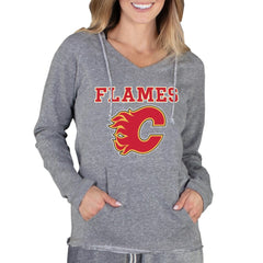 Calgary Flames Concepts Sport Women's Mainstream Terry Tri-Blend Long Sleeve Hooded Top Gray