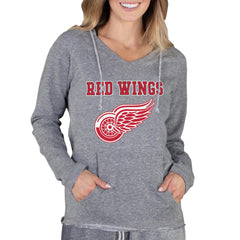 Detroit Red Wings Concepts Sport Women's Mainstream Terry Tri-Blend Long Sleeve Hooded Top Gray