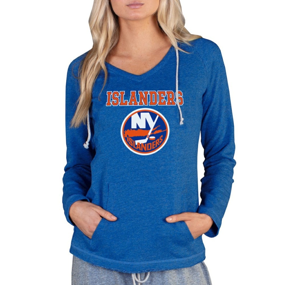 New York Islanders Concepts Sport Women's Mainstream Terry Tri-Blend Long Sleeve Hooded Top Royal