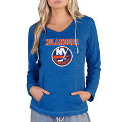 New York Islanders Concepts Sport Women's Mainstream Terry Tri-Blend Long Sleeve Hooded Top Royal