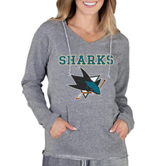 San Jose Sharks Concepts Sport Women's Mainstream Terry Tri-Blend Long Sleeve Hooded Top Gray