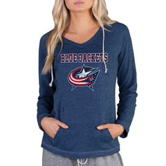 Columbus Blue Jackets Concepts Sport Women's Mainstream Terry Tri-Blend Long Sleeve Hooded Top Navy