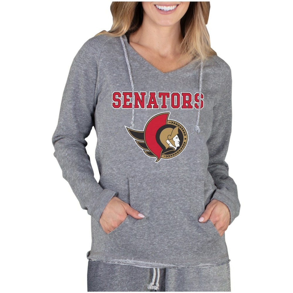 Ottawa Senators Concepts Sport Women's Mainstream Terry Long Sleeve Hooded Top Gray